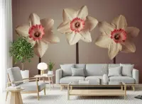 Elegant Cream Daffodil Floral Wall Mural