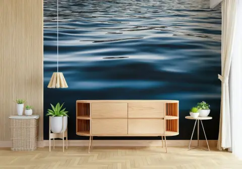 Serene Deep Blue Water Ripples Wall Mural