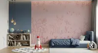 Whimsical Woodland Deer and Floral Outline Wall Mural