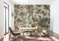 Monochromatic Floral Vines Wall Mural