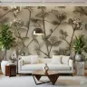 Monochromatic Floral Vines Wall Mural 5