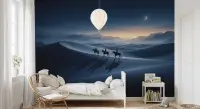 Twilight Desert Journey Wall Mural with Horse Riders