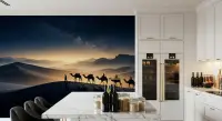 Starry Desert Night Camel Caravan Wall Mural