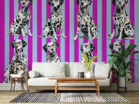 Chic Dalmatian Dogs Striped Wall Mural