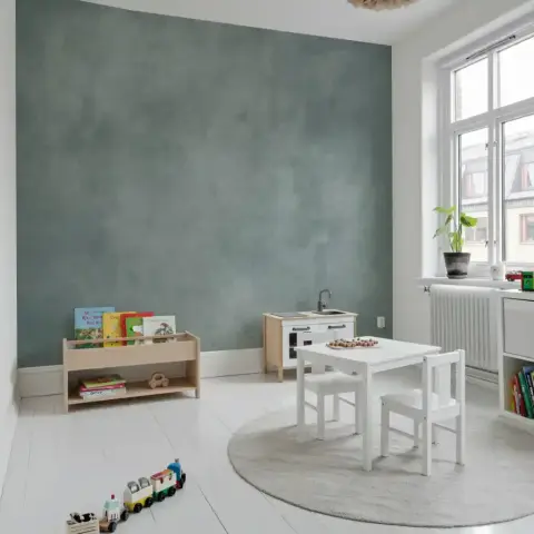 Subtle Sage Green Concrete Effect Wall Mural