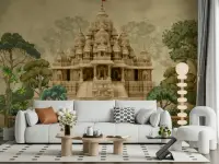 Grand Indian Temple Lush Landscape Mural