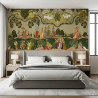 Divine Krishna Leela Forest Wall Mural