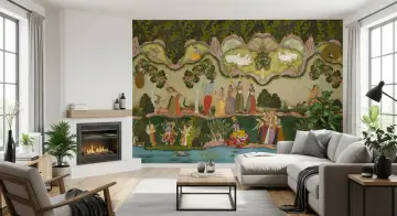 Divine Krishna Leela Forest Wall Mural