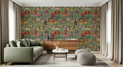 Vibrant Hindu Deities Traditional Wall Mural