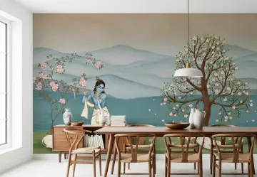 Divine Krishna Flute Serenity Wall Mural