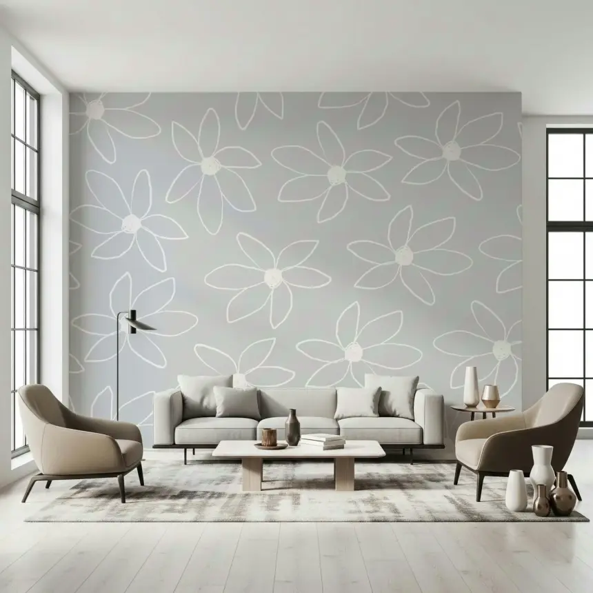 Doodle Flowers Wall Mural -2472033