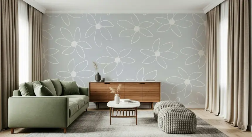 Doodle Flowers Wall Mural -2472033