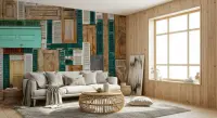 Rustic Doors and Shutters Collage Wall Mural