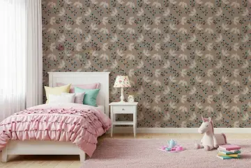 Whimsical Dove and Berry Pattern Wallpaper