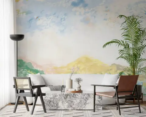 Pastel Impressionistic Landscape Wall Mural