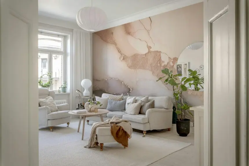 Dreamy Mineral Layers Rose Gold Wall Mural