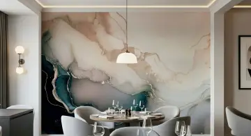 Blush & Rose Gold Abstract Fluid Art Wall Mural