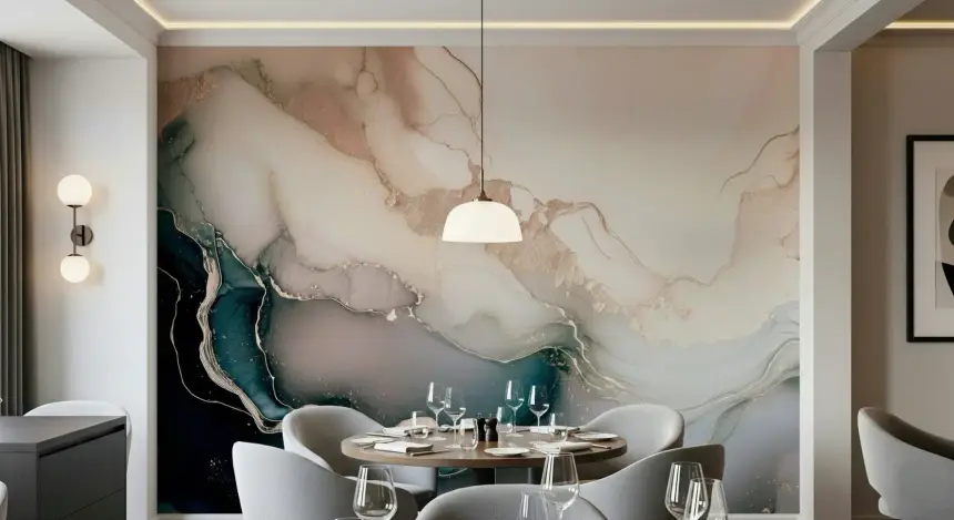 Dreamy Mineral Layers Rose Gold Wall Mural