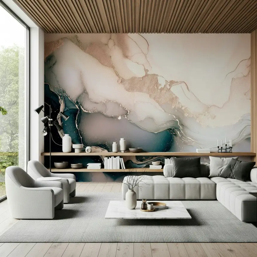 Dreamy Mineral Layers Rose Gold Wall Mural
