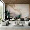 Blush & Rose Gold Abstract Fluid Art Wall Mural 3