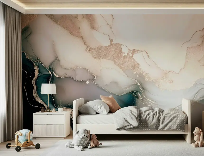 Dreamy Mineral Layers Rose Gold Wall Mural