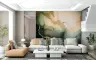 Fluid Gold and Sage Abstract Wall Mural 1