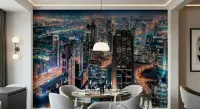 Vibrant Dubai Night Cityscape Wall Mural
