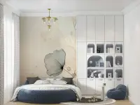 Delicate Grey Floral Outline Wall Mural