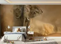 Majestic Elephant Dust Storm Wall Mural