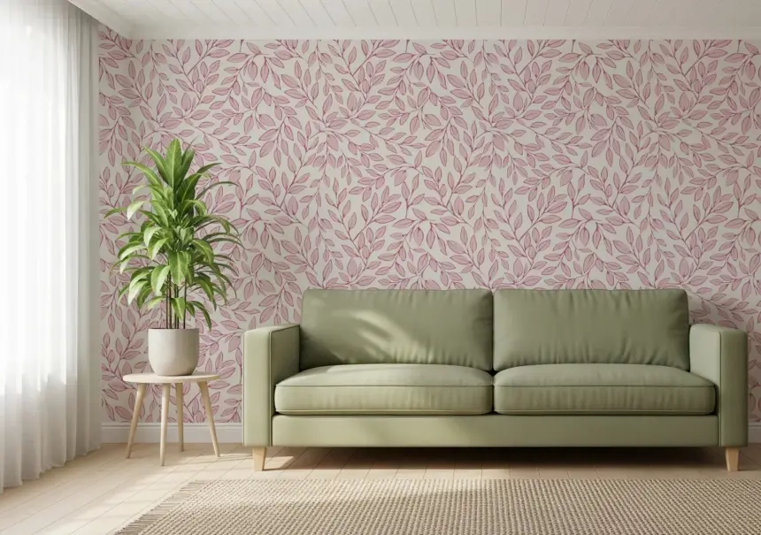 Dusty Rose Vines Wallpaper