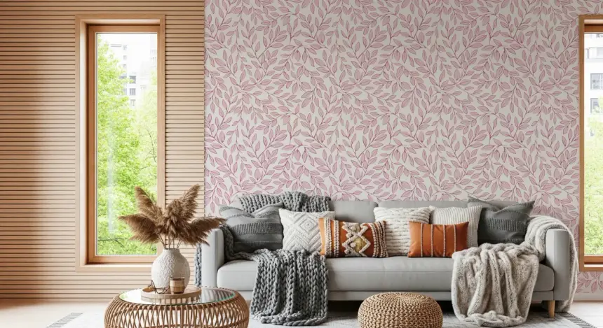 Dusty Rose Vines Wallpaper