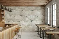 Elegant Gold Outline Floral Wall Mural