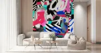 Vibrant Abstract Graffiti Collage Wall Mural