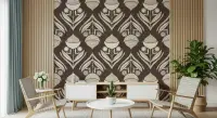 Brown and Beige Abstract Floral Motif Wallpaper