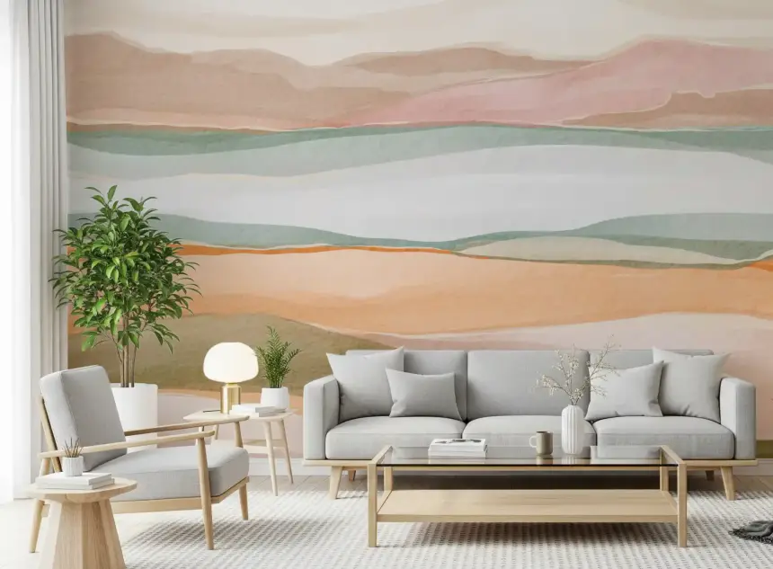 Earthen Wavescape Wall Mural