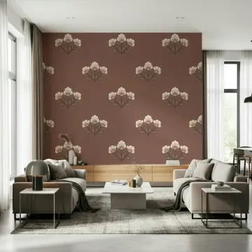 Mughal-Inspired Floral Motif Wallpaper in Terracotta