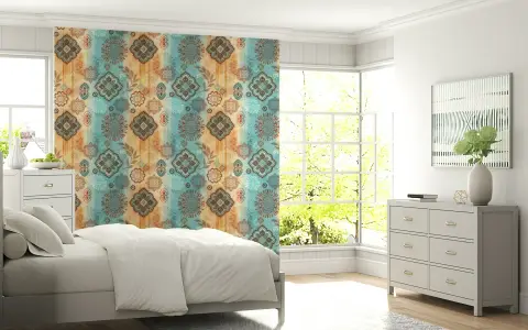 Distressed Bohemian Medallion Wall Mural