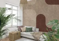 Contemporary Earthy Geometric Arc Wall Mural