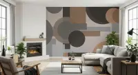 Contemporary Earthy Geometric Pattern Wall Mural