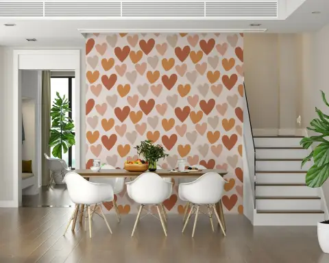 Earthy Hearts Pattern Wallpaper