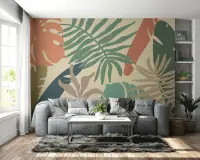 Earthy Tones Abstract Tropical Leaf Wall Mural