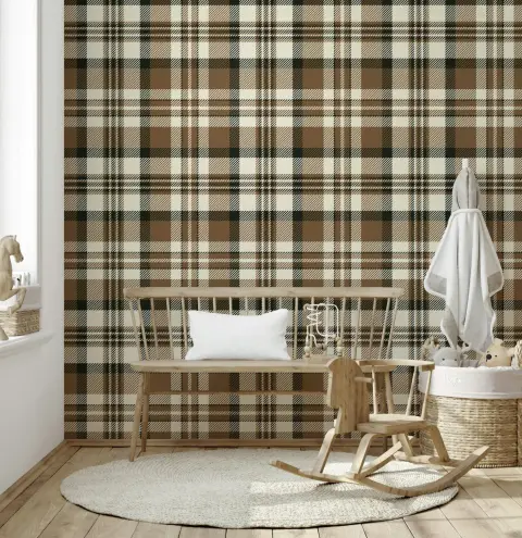 Classic Brown Plaid Check Wallpaper