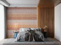 Abstract Earthy Ombre Grid Pattern Wallpaper