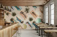 Summer Beach Loungers Wall Mural