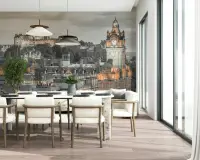 Illuminated Edinburgh Cityscape Wall Mural