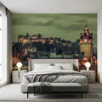Historic Edinburgh Skyline Night View Wall Mural