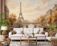 Eiffel Tower Paris Autumn Riverside Wall Mural