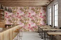 Lush Pink Floral Vines Wallpaper with Botanical Charm