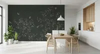 Dark Green Avian Bloom Wall Mural