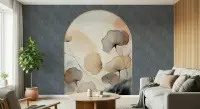 Abstract Floral Archway Wallpaper with Geometric Pattern